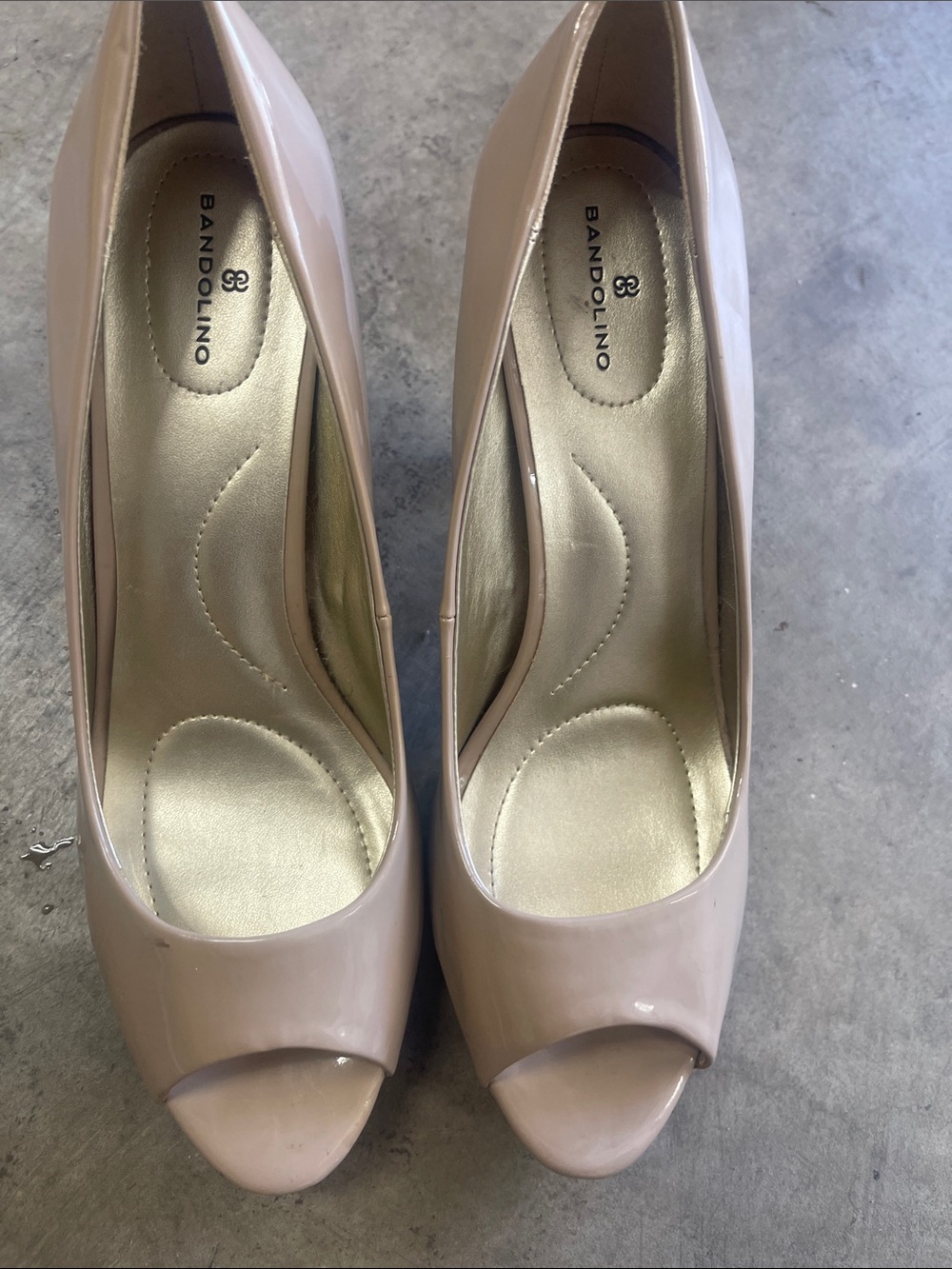 Bandolino Nude Patent Peep-Toe Heels